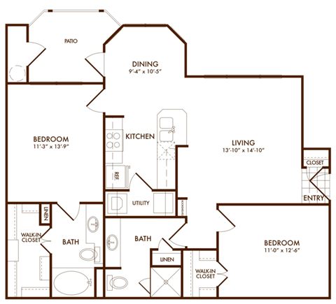 Hudson Miramont Apartments B1 Floor Plan